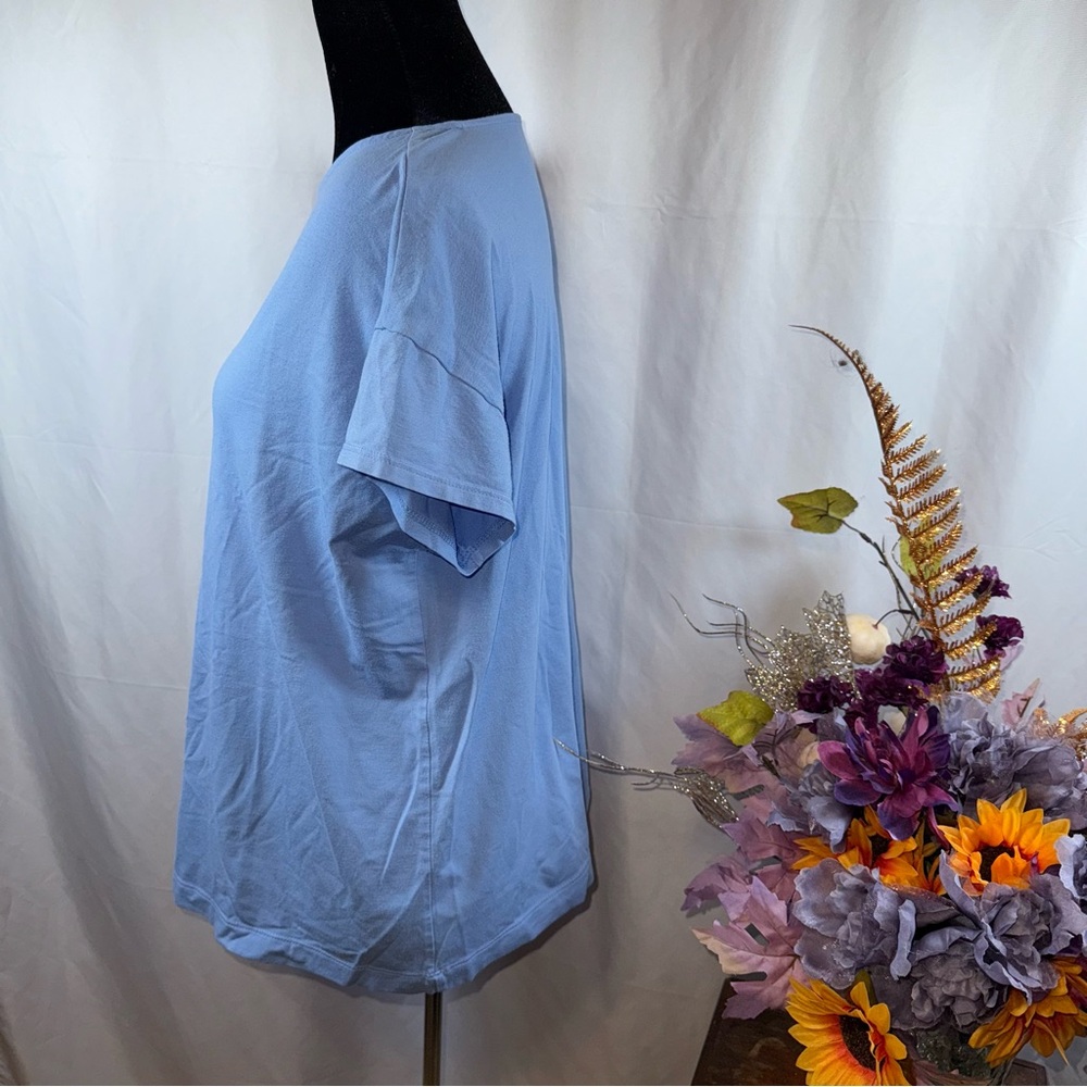 J.Jill Luxe Supima Blue Short Sleeve Tee Soft Stretch Casual Top M - Picture 2 of 6